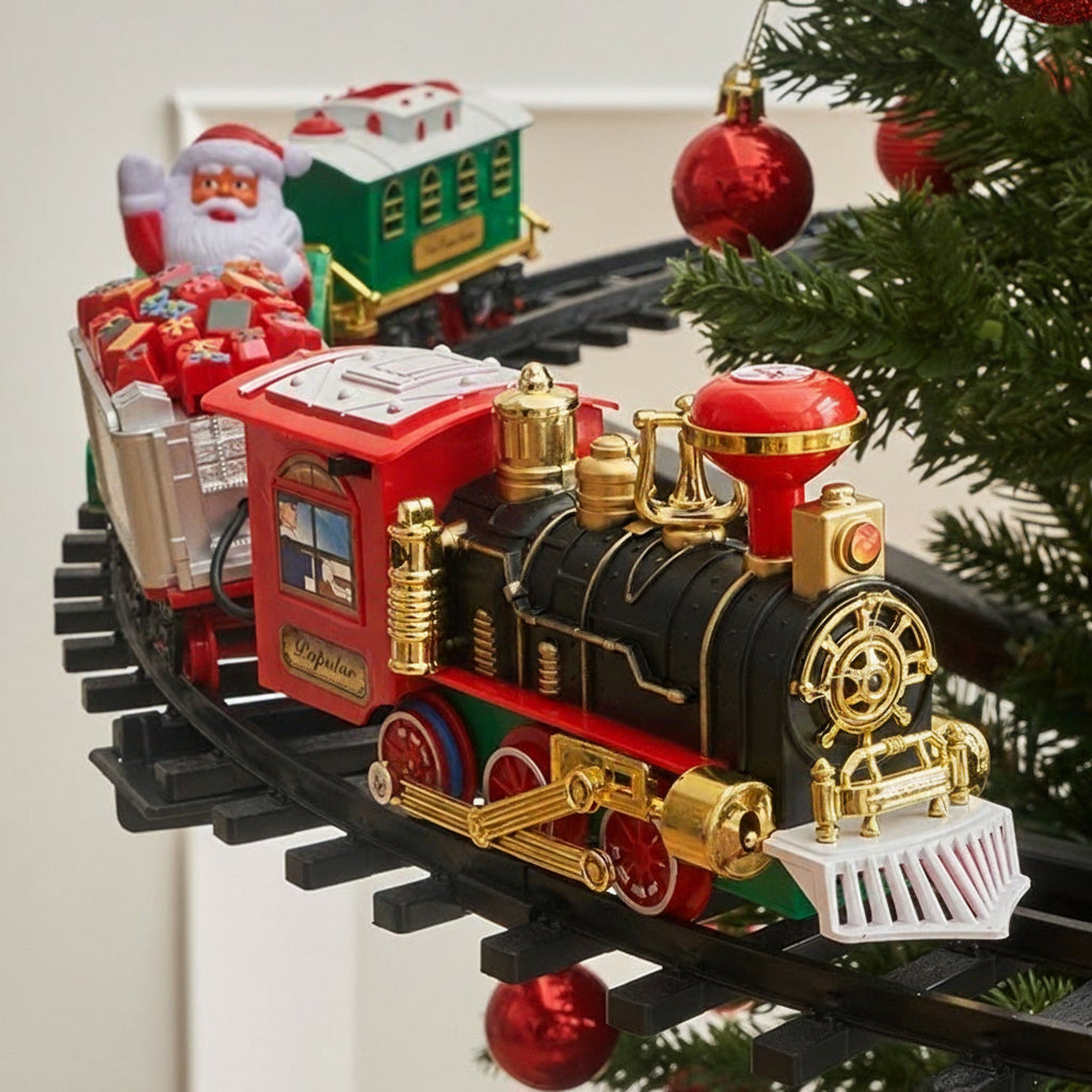 Electric Christmas Tree Train Set with Lights & Sound