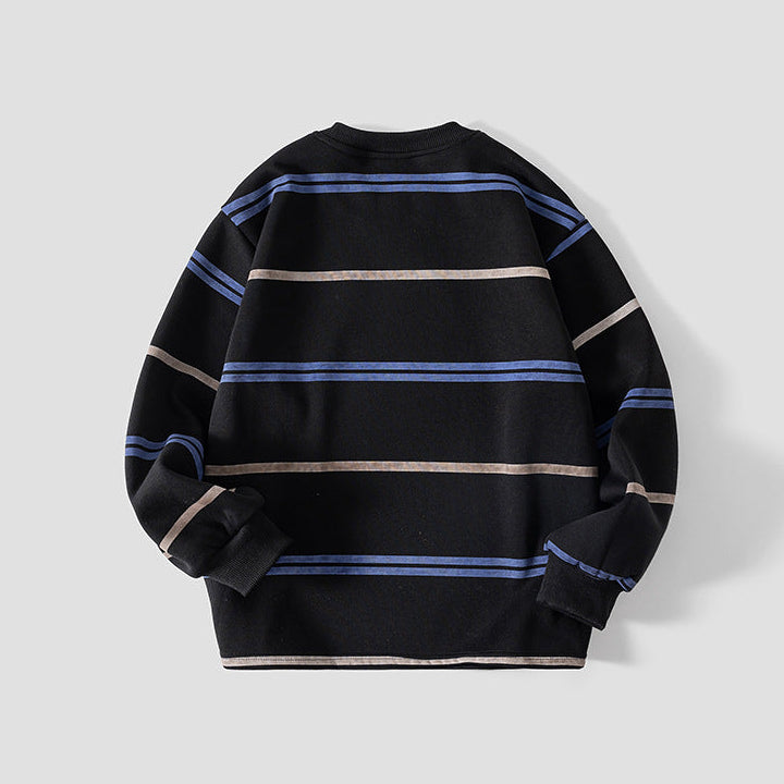 Boys Striped Athletic Fleece Lined Warm Sweatshirt
