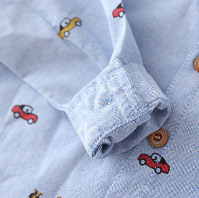 Boys’ Casual Long Sleeve Cartoon Print Shirt