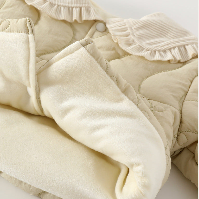 Chaqueta acolchada informal, gruesa y cálida con forro polar para niñas