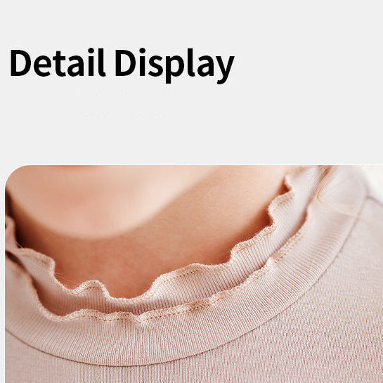 Girls Ribbed Mock Neck Ruffle Trim Cotton Long Sleeve Top