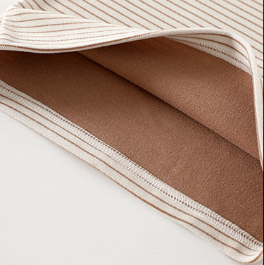 Kids Striped Mock Neck Thermal Long Sleeve T-Shirt