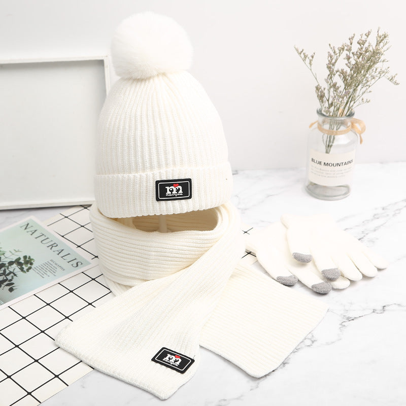 Conjunto de gorro y bufanda gruesos y cálidos para niños