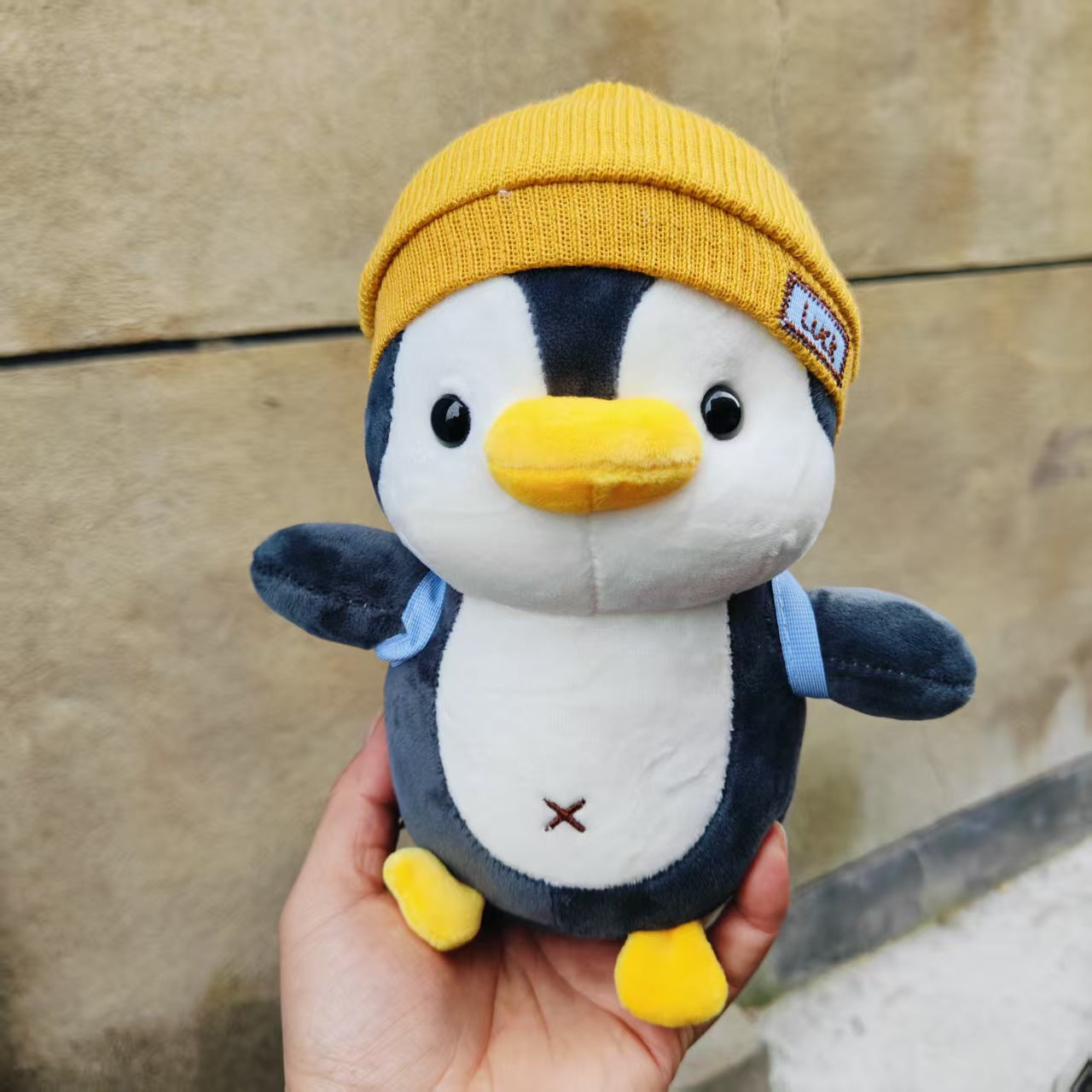 Cute Penguin Comfort Plush Toy with Knit Hat