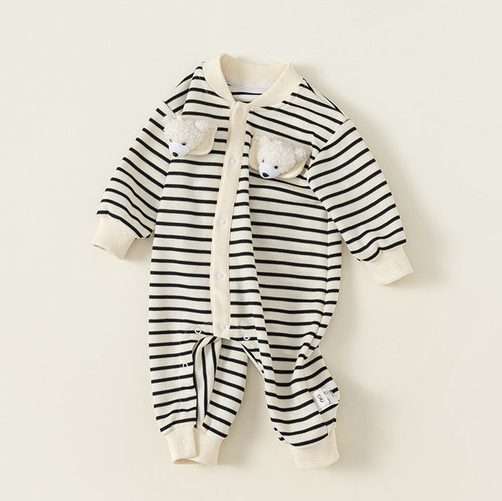 Pelele de rayas con osito de bebé