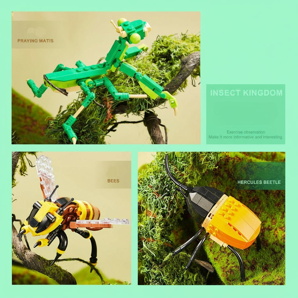Bloques de construcción del reino de los insectos para niños