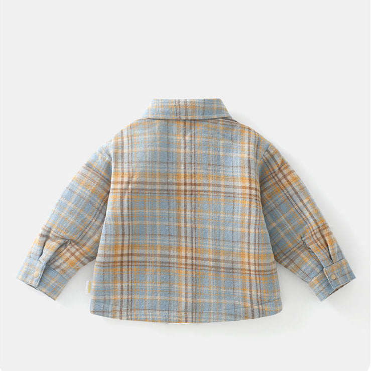 Kids’ Quilted Warm Cartoon Dinosaur Long Sleeve Shirt Jacket