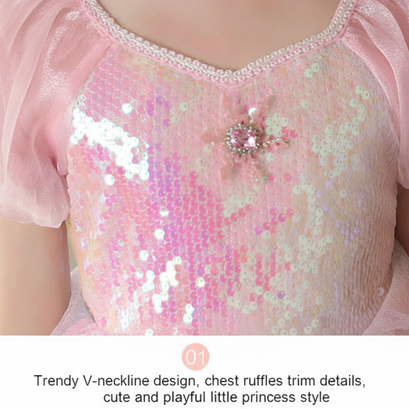 Girls Rainbow Princess Dress – Tulle Birthday Party Costume Dress for Kids