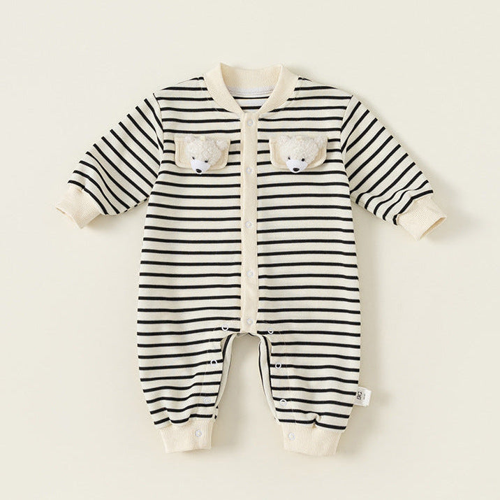 Pelele de rayas con osito de bebé