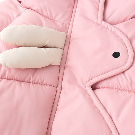 Chaqueta acolchada con capucha y dibujos animados para niñas, gruesa y cálida