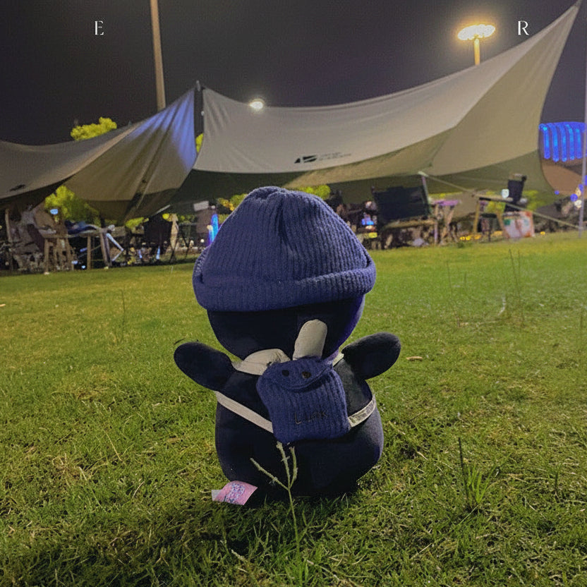 Cute Penguin Comfort Plush Toy with Knit Hat