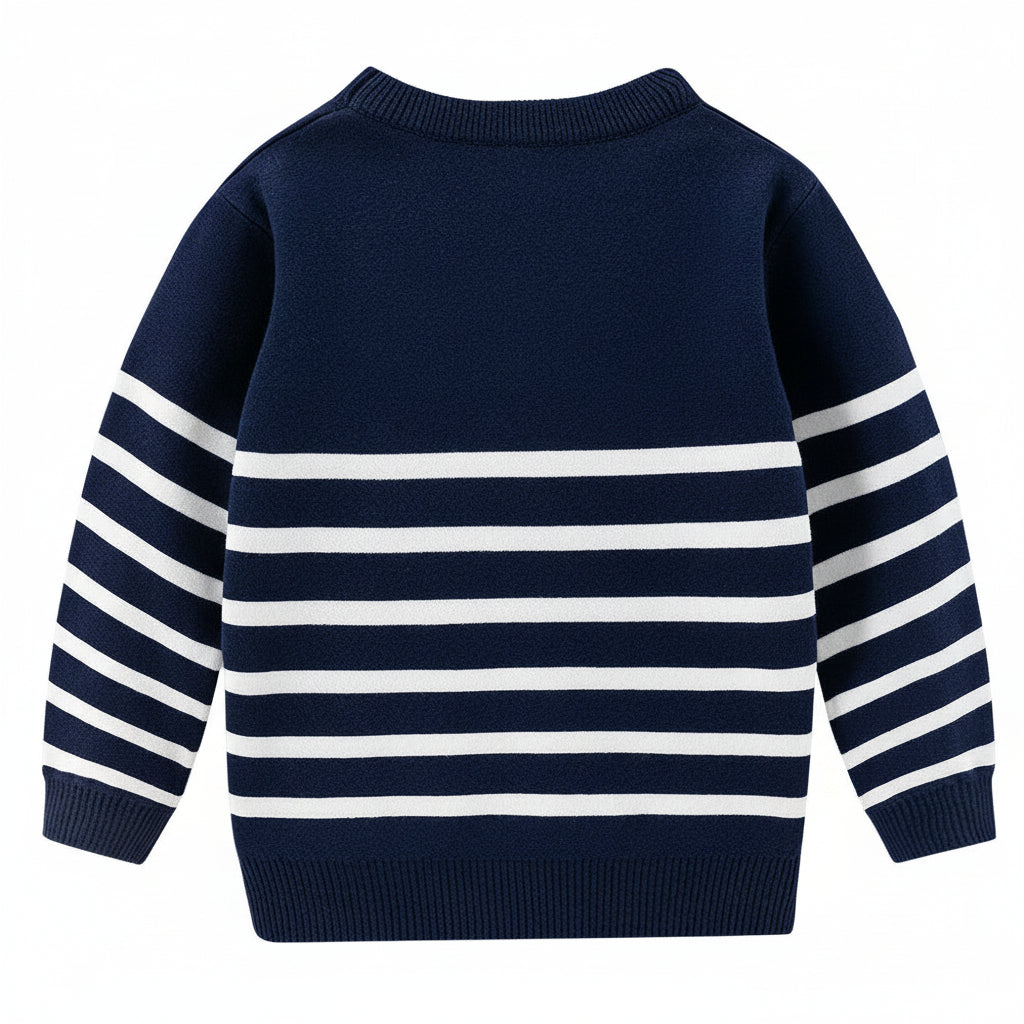 Suéter de punto con cuello redondo bordado para niños