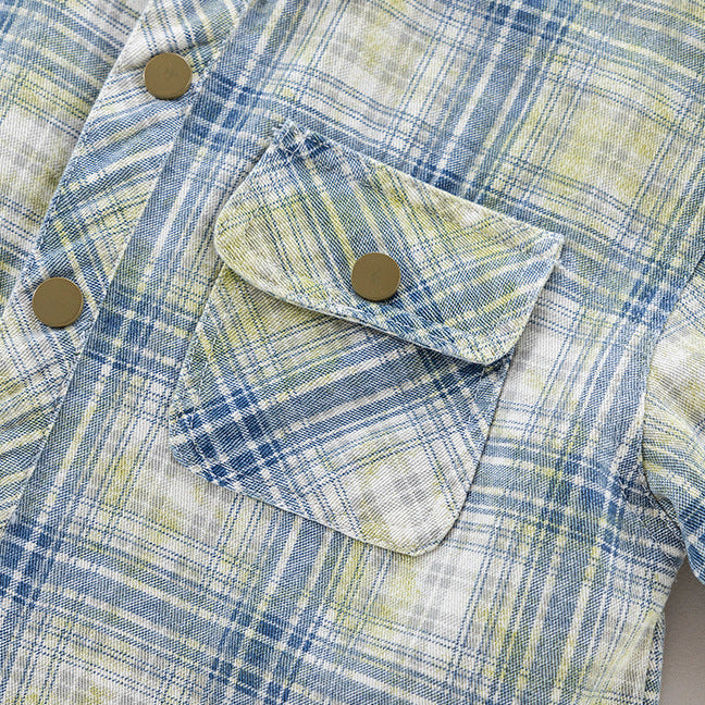 Boys’ Plaid Cotton Casual Collared Long Sleeve Shirt