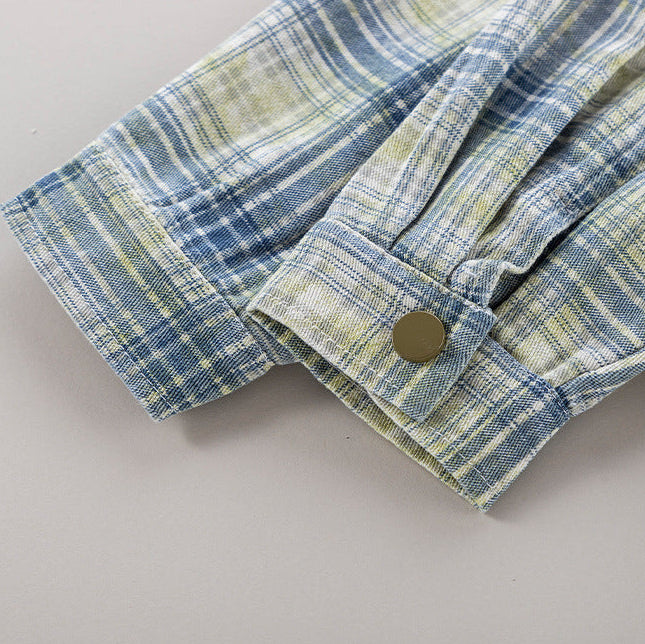 Boys’ Plaid Cotton Casual Collared Long Sleeve Shirt
