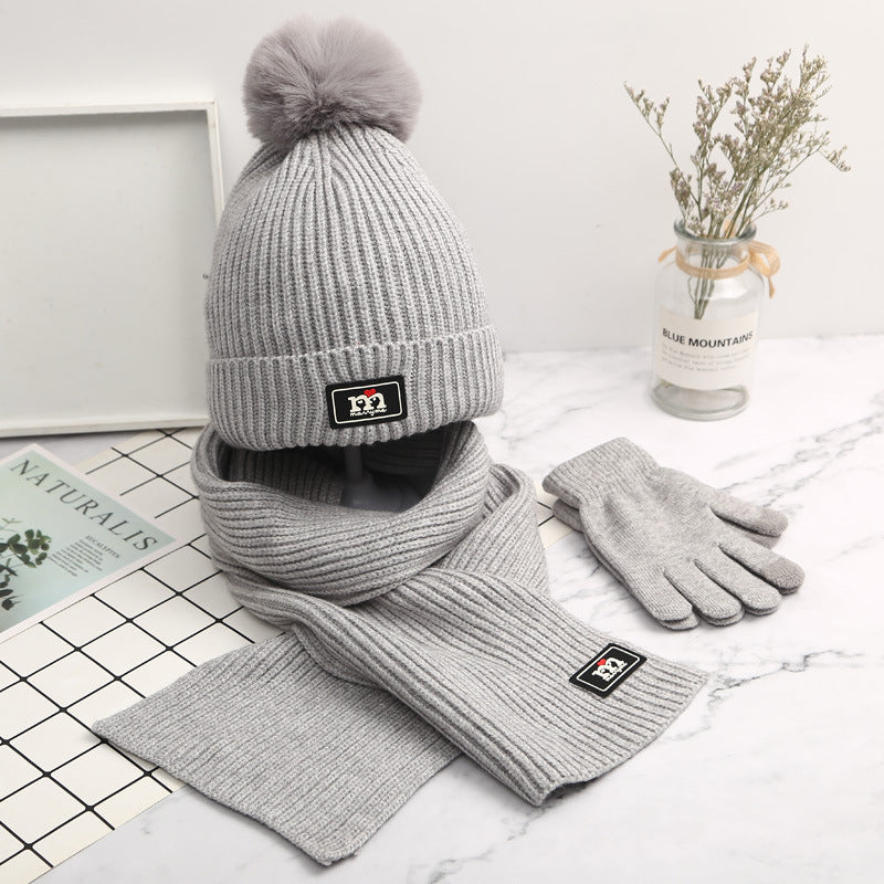 Conjunto de gorro y bufanda gruesos y cálidos para niños