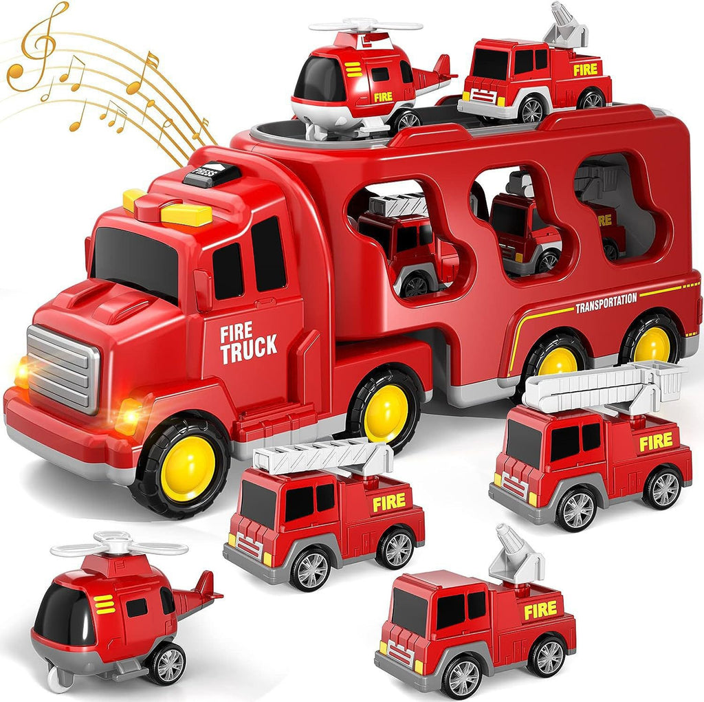 Construction Vehicle Transport Toy Set with Lights and Music