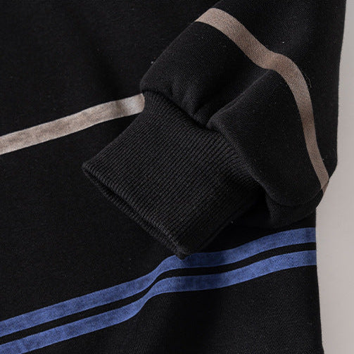 Boys Striped Athletic Fleece Lined Warm Sweatshirt