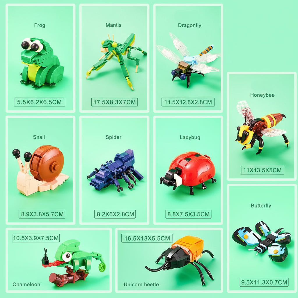 Bloques de construcción del reino de los insectos para niños
