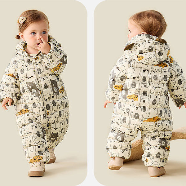 Baby Outdoor Warm Hooded Romper Down Jacket