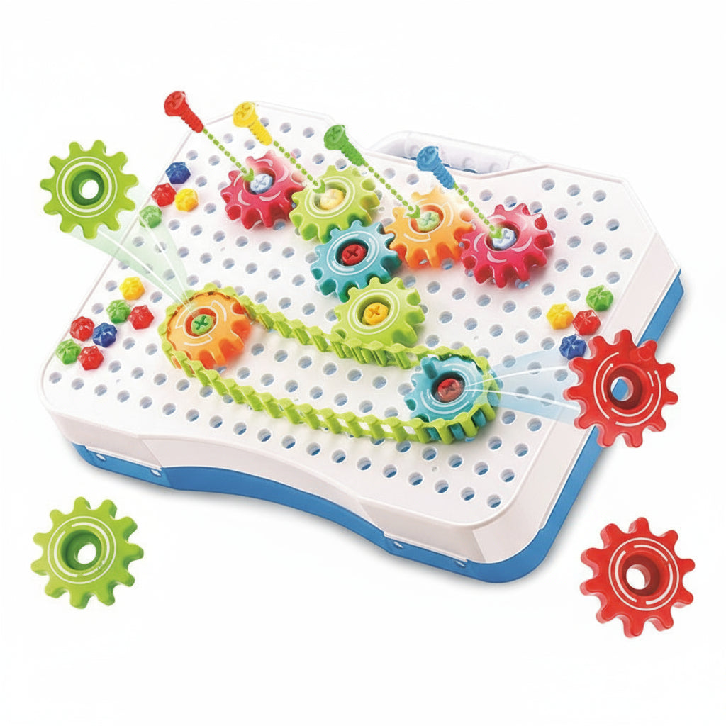 Kids 3D DIY Electric Drill Puzzle Gear Board