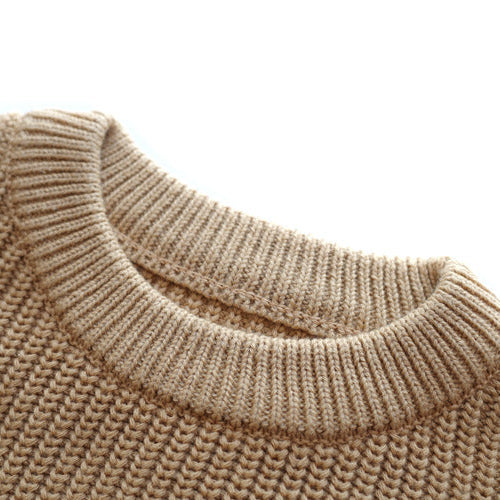 Suéter de punto con cuello redondo suave para bebé y niño pequeño