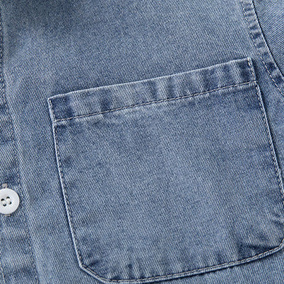 Boys Casual Colorblock Denim Long Sleeve Shirt