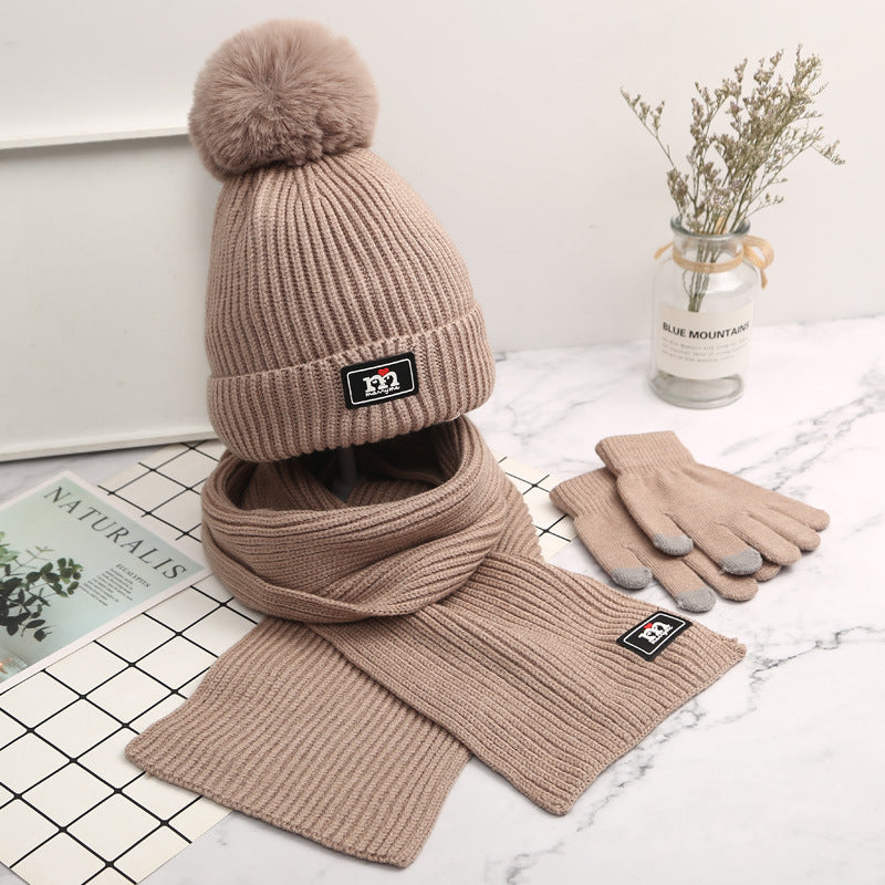 Conjunto de gorro y bufanda gruesos y cálidos para niños
