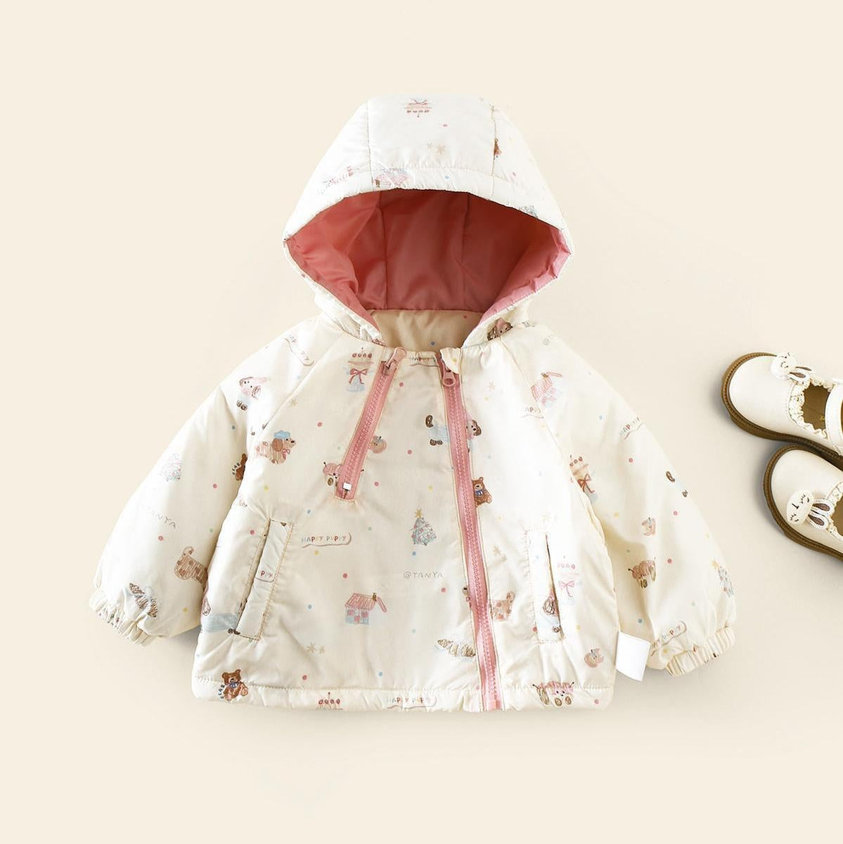 Girls Fall Winter Thick Cartoon Hooded Jacket