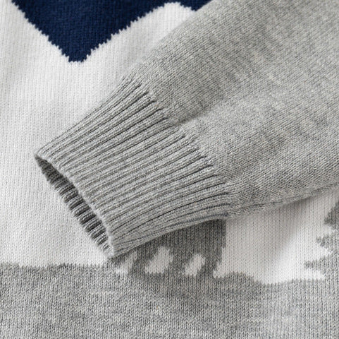 Boys Snowy Mountain Bear Thick Warm Sweater