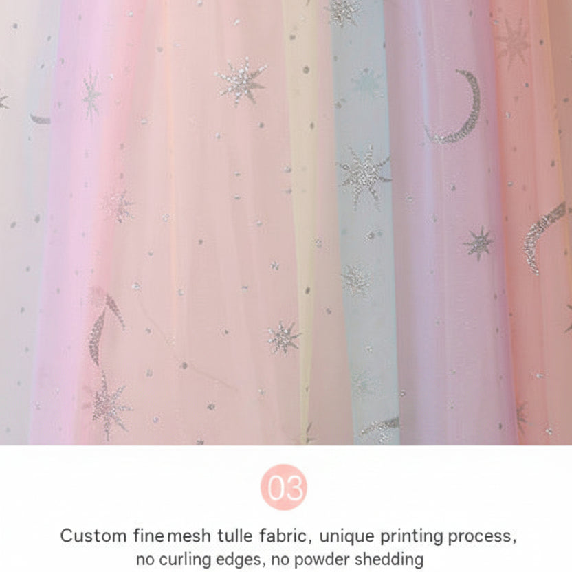 Girls Rainbow Princess Dress – Tulle Birthday Party Costume Dress for Kids