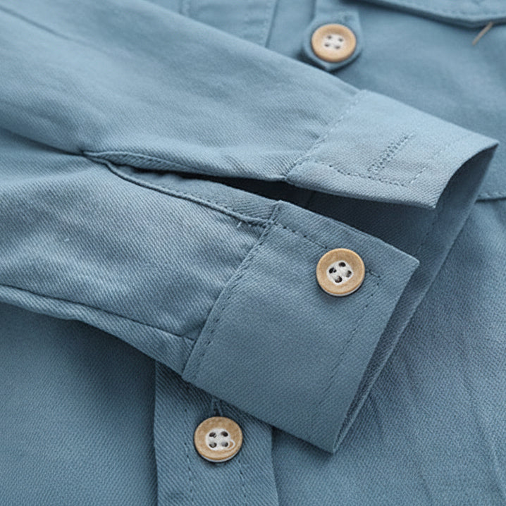 Boys’ Casual Candy Color Long Sleeve Cotton Shirt