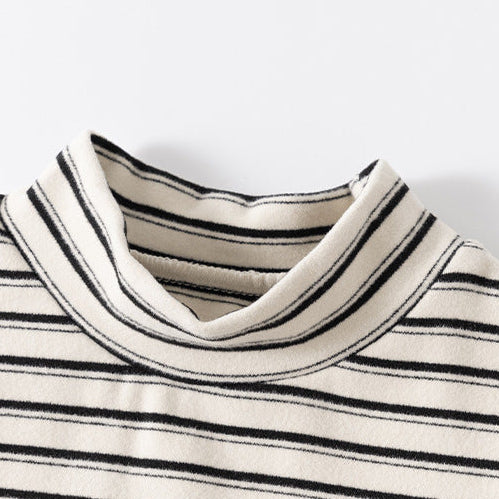 Boys Striped Mock Neck Fleece Long Sleeve T-Shirt