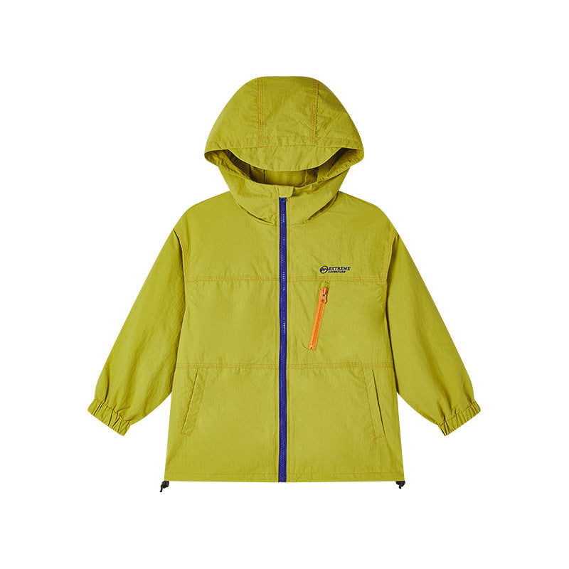 Kids Windbreaker Hooded Jacket Outdoor Autumn Boys Girls Coat