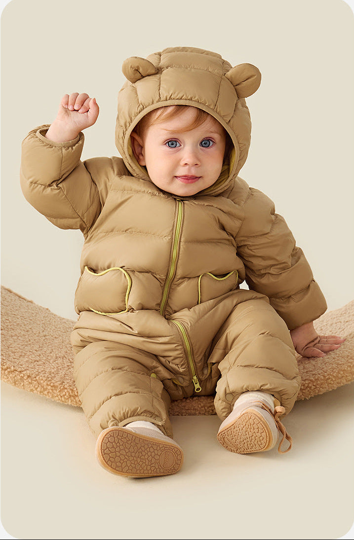 Baby Outdoor Warm Hooded Romper Down Jacket