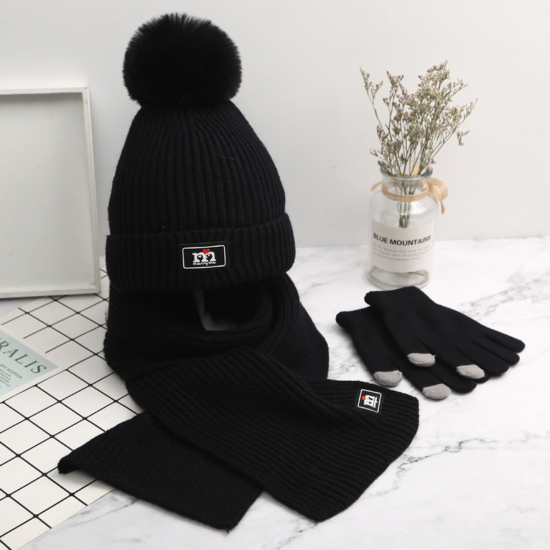 Conjunto de gorro y bufanda gruesos y cálidos para niños
