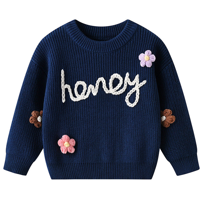 Children's Hand Embroidered HONEY Base Layer Knit Sweater