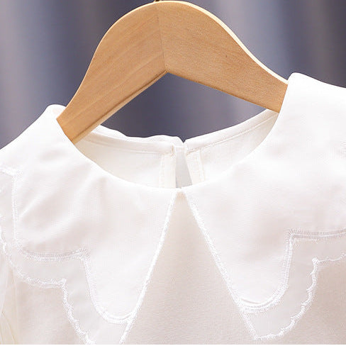 Girls’ Sweet Cotton Puff Sleeve Long Sleeve Tee