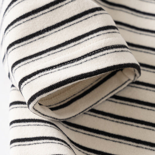 Boys Striped Mock Neck Fleece Long Sleeve T-Shirt