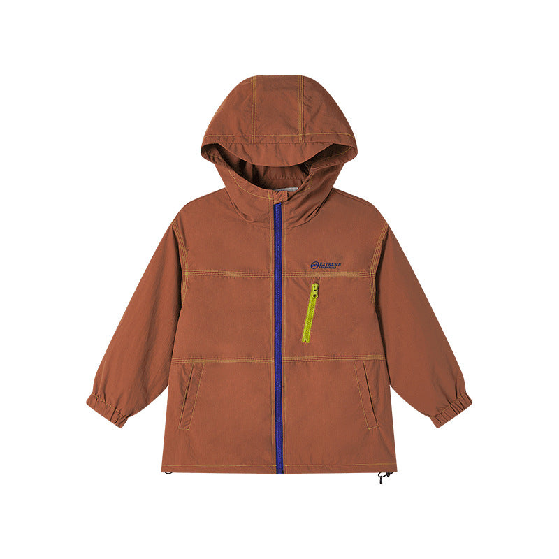 Kids Windbreaker Hooded Jacket Outdoor Autumn Boys Girls Coat