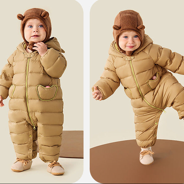 Baby Outdoor Warm Hooded Romper Down Jacket