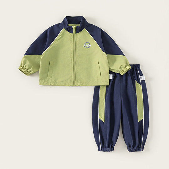 Boys Color Block Stylish Athletic Tracksuit Set