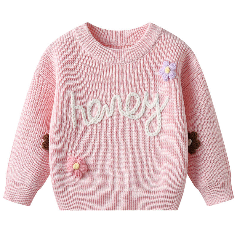 Children's Hand Embroidered HONEY Base Layer Knit Sweater