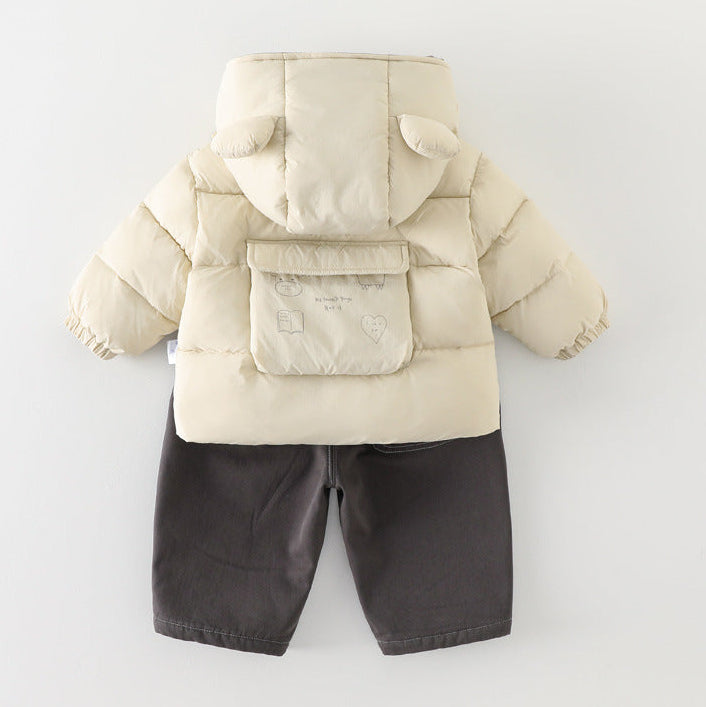 Boys Thick Warm Stylish Padded Jacket and Pants Set