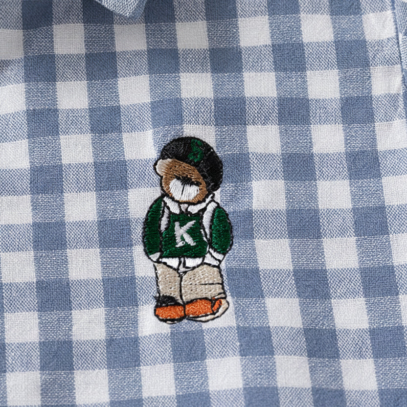 Boys’ Cartoon Embroidery Long Sleeve Cotton Shirt