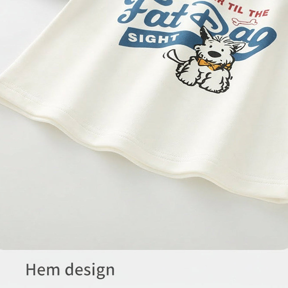 Boys Color Block Raglan Sleeve Cotton Long Sleeve T-Shirt with Dog Print