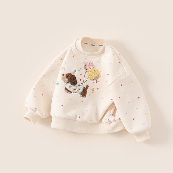 Sudadera gruesa y cálida con estampado de cachorros para niños