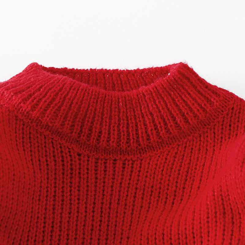 Girls Long Sleeve Christmas Sweater with Pom Poms