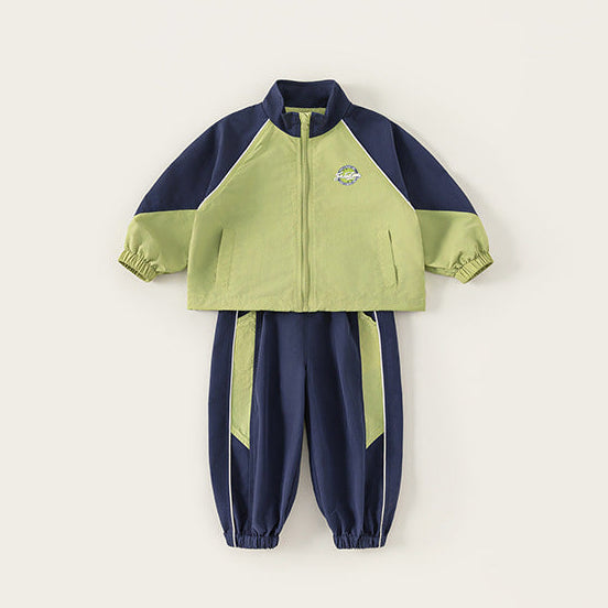 Boys Color Block Stylish Athletic Tracksuit Set