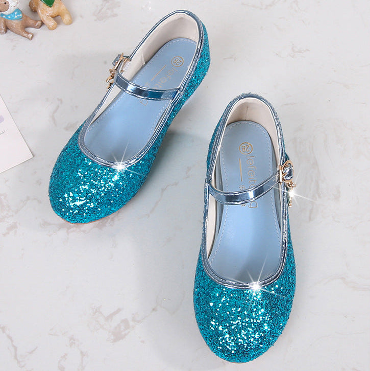 Girls Silver Sequin Performance Shoes - Sparkly Dance Recital Dress Shoes