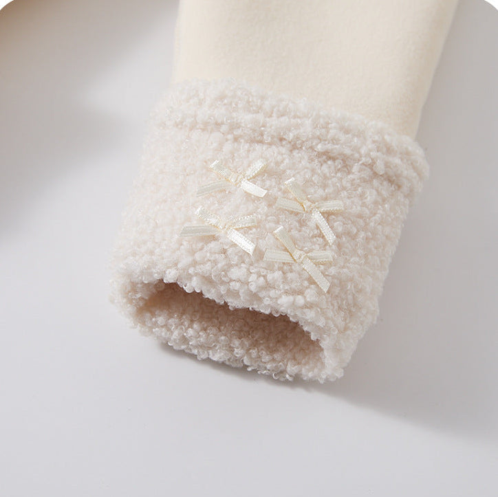 Baby Girl Fleece Lined Thick Cute Hooded Jacket and Pants Two Piece Set